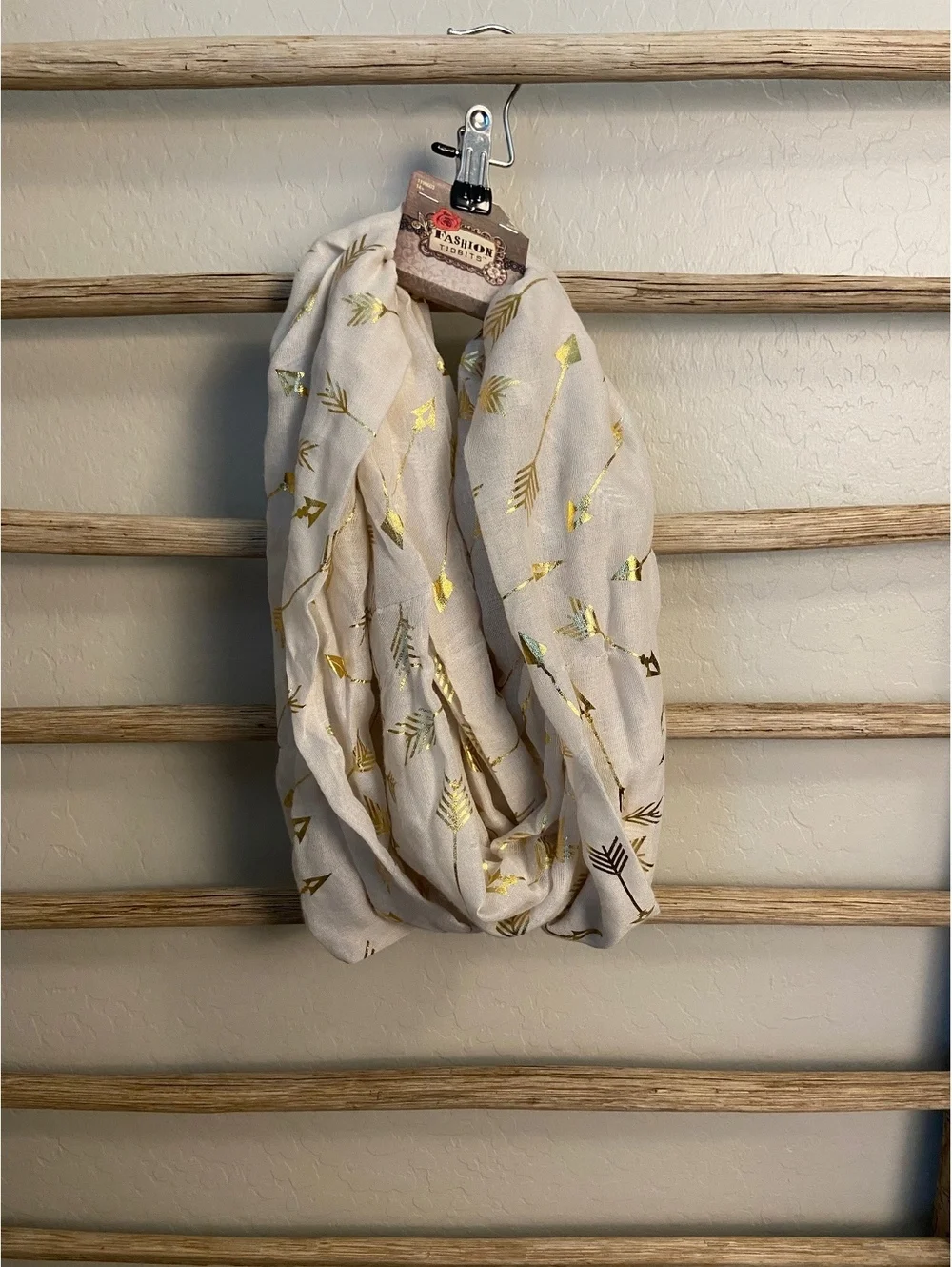 Fashion Tidbits Infinity Scarf with Gold Arrow Print